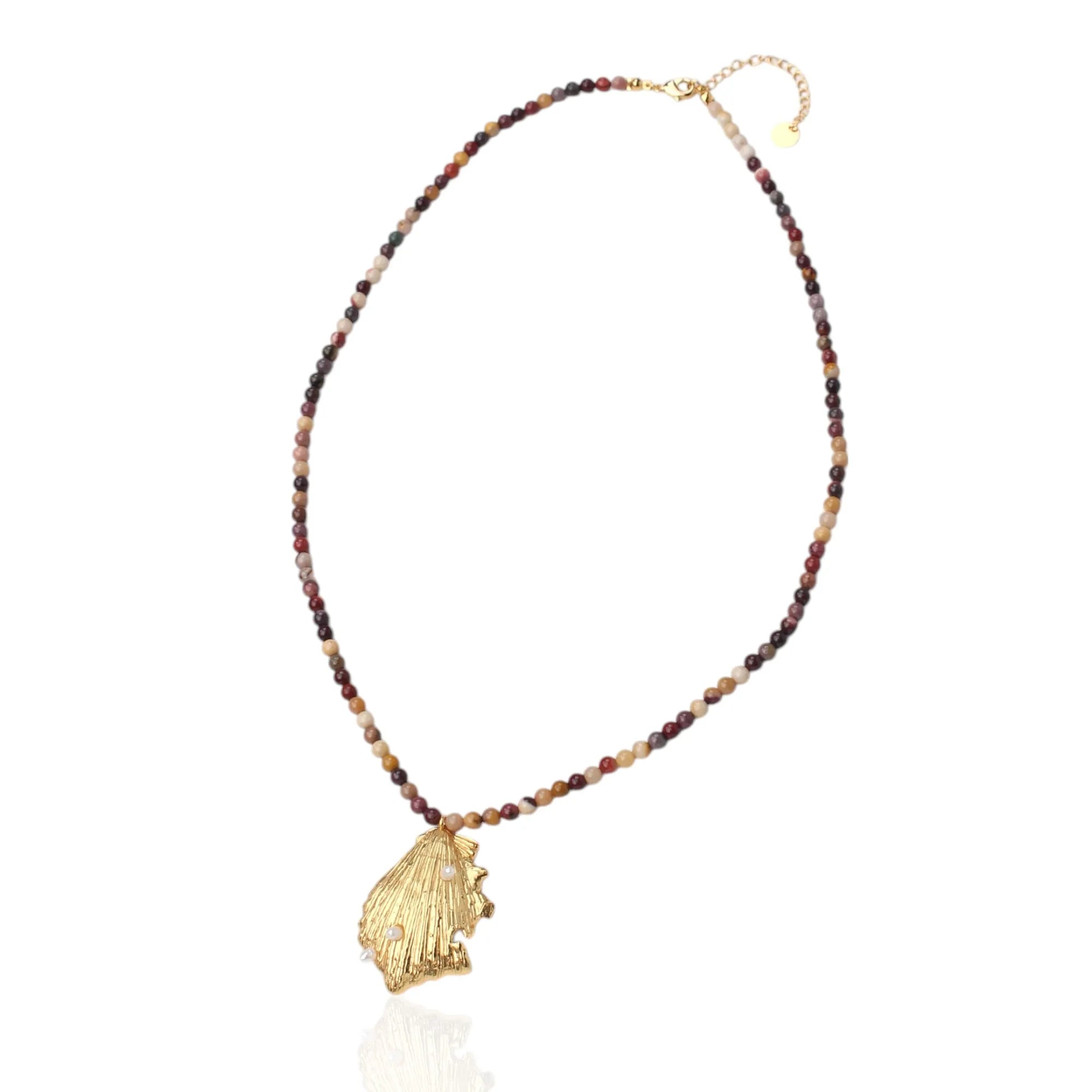 DOZM New Fashion Ocean Series Colorful Geometric Shape Real Gold Plated Brass Pearl Beads Vintage Unisex Pendant Necklace GTC