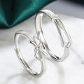 Valentine Gift Silver Plated Zircon Luxury Diamond Butterfly Simple Couple Rings for Women Men Wedding Engagement Ring Jewelry