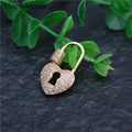 18K Gold Plated White CZ Paved Heart Shape Lock Charms Clasp Brass Connection Buckle for Bracelet Necklace Making Findings