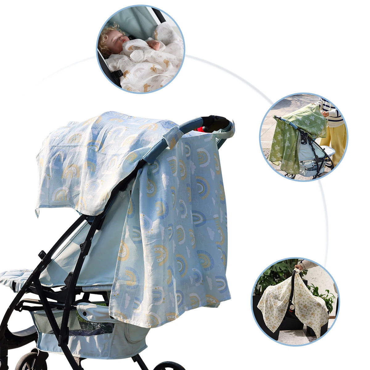 Kangobaby Bamboo Cotton Muslin Unisex Sustainable Infant Car Seat Cover Eco-Friendly Nursing Covers for Car Seats