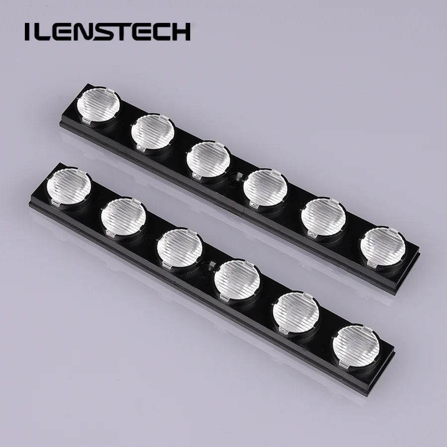Lined-up 6 LED Lens Array 20*55 Degree Double Beam Angle Module Lens for Commercial Lighting