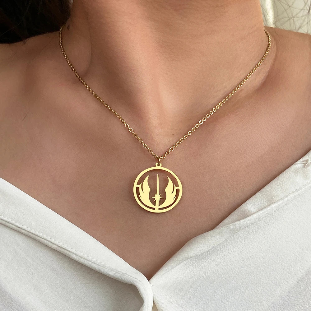 Custom Stainless Steel Necklaces Jedi Order Symbol Logo Pendant Chain  Gothic Necklace for Women Jewelry  Man Gifts