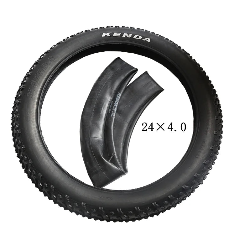 New Image Mountain Bike KENDA 24 Inch Compatible 24x4 Fat Tire Electric Mountain Bike Outer Tyre Inner Tube Fat Bike Tires 24x4. MegaBDM