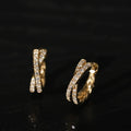 Fancy Classical 18K Gold Plated Pure 925 Sterling Silver CZ Zircon Cross Hoop Stud Earring for Women Girls Gifts