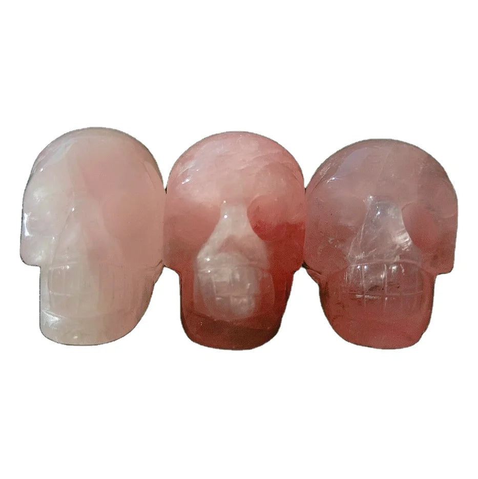 Huiying Bulk wholesale natural carved crystal skulls engraved mini rose quartz crystal skulls 2 inch Crafts