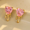 Multi Color Heart Zircon Stud Earrings Valentine Day Gift Jewelry Women Pvd Gold Plated Stainless Steel Earrings Trendy Jewelry