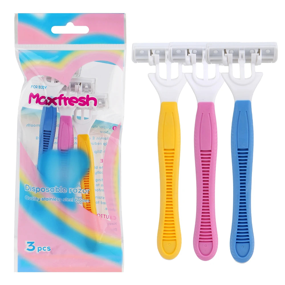 Shaving Factory Triple Blade Disposable Men's Shaving razor with Rubber Grip