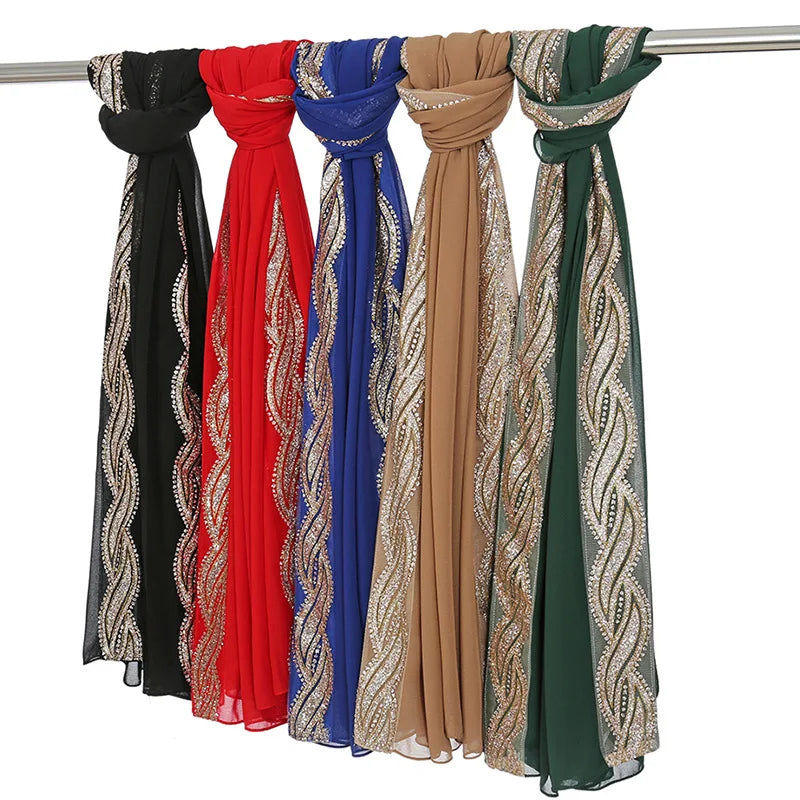 BS368 Wholesale Custom New Plain Chiffon Scarf Cheap Women Ethnic Muslim Hijabs Indian Scarves Shawl