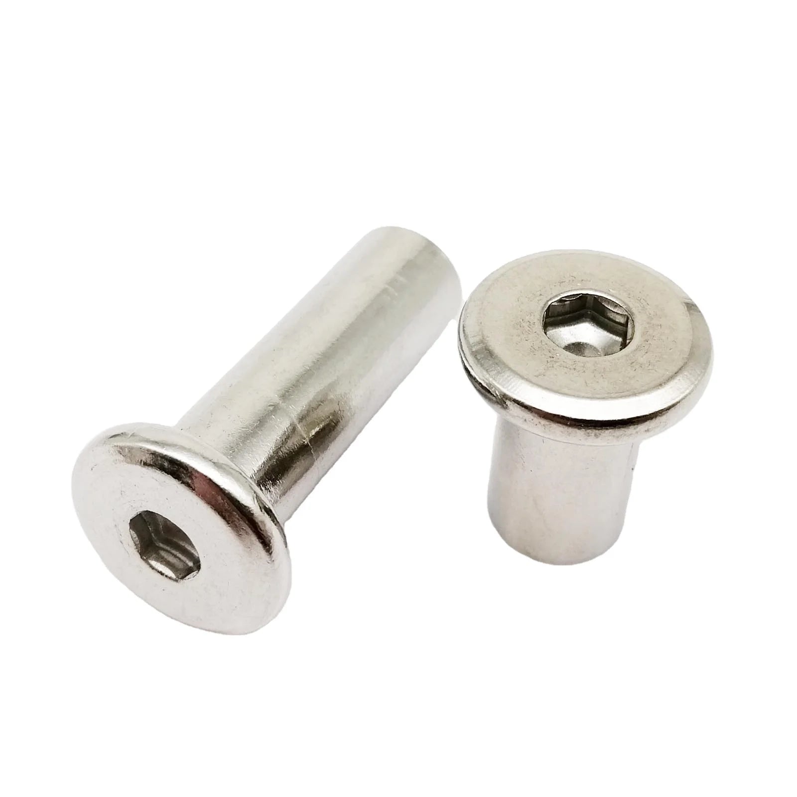 M6 M8 Large Flat Hexagon Socket 304 Stainless Steel Furniture Rivet Connector Insert with Polished Joint Sleeve Cap Nut