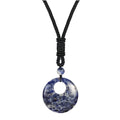 Fashion 30MM Pendant Blue Spot Stone Crystal Healing Stone Charms Rope Chain Necklace Handicraft Decoration As Daily Gift