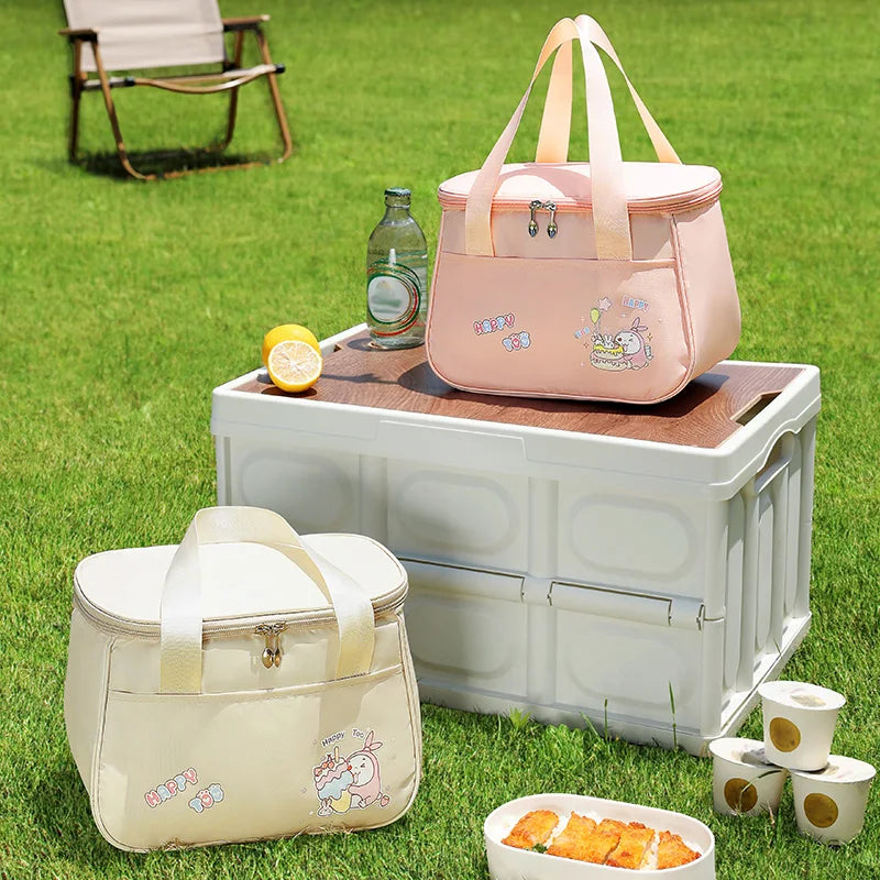 Large Capacity Kids Lunch Cooler Bag Waterproof Insulated Cartoon Pattern Lunch Box Made of Polyester