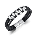 Punk Style Magnetic Buckle Stainless Steel Triple Layer Woven Men Leather Bangles Unisex Fashion Jewelry Gift Hand Bracelet