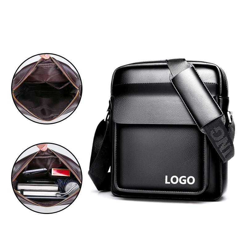 Custom logo 2023 New Fashion Office Mini Crossbody Bag Men Shoulder PU Messenger Business Bags