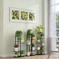 Metal Indoor Plant Flower Pot Stand Square Wrought Iron Storage Organizer with Balcony Shelves for Home Garden Floor Usage