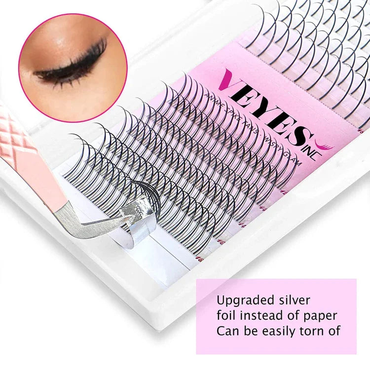 For Premade Vegan Cruelty-Free Natural Long Fur Eyelash Extension Narrow Russian Volume Fans 3D Individual Eyelash Extensions