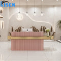 New Design Fashion Beauty Salon Shop Modern Luxury Counter Front Desk pink White Black Grey Green Reception Table for Sale
