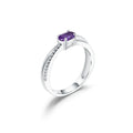 W0334 Abiding Jewelry Oval Natural Gemstone Amethyst 925 Sterling Silver Purple Stone Trendy Gift Wedding Ring for Women