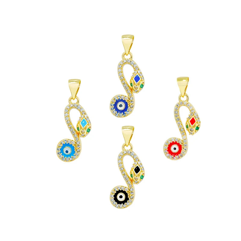 Factory Direct Wholesale Copper Diy Accessories Enamel Snake  Evil Eye Jewelry Pendant Accessories