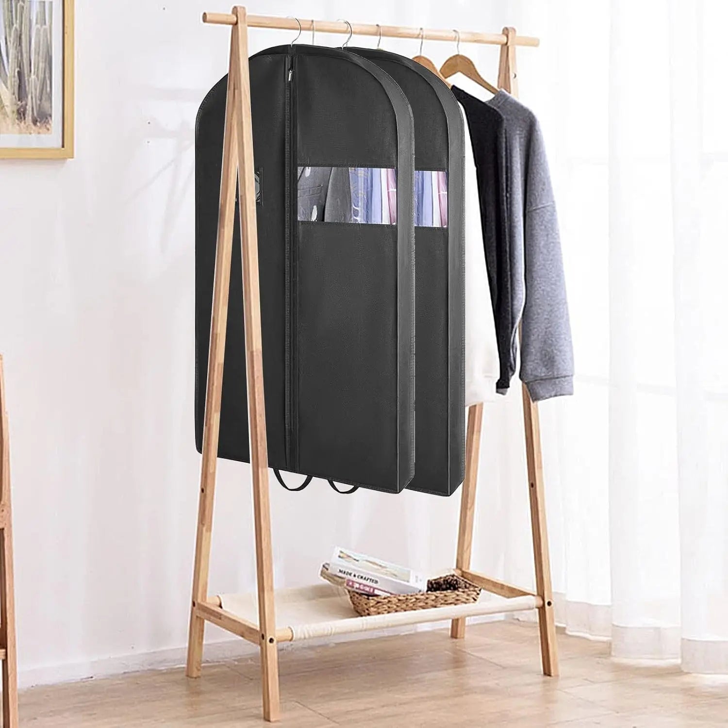 Hanging Logo Custom Garment Bags Wholesale Travel Suit Garment Cover Bags With Pockets Long Wedding Gown Garment Zipper Bag