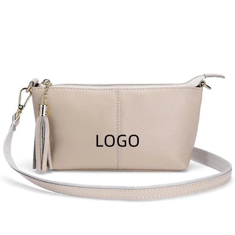 Single Colored Genuine Leather Handbag Lady Clutch for Women Small Crossbody Bags