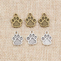 40pcs 15x11mm Antique Silver Plated Bronze Cat Dog Footprint Handmade Charms Pendant DIY Jewelry Making Accessories