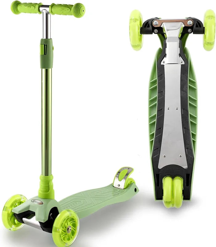 Foldable 3 Wheels Kick Scooter for Kids Use with LED Lights