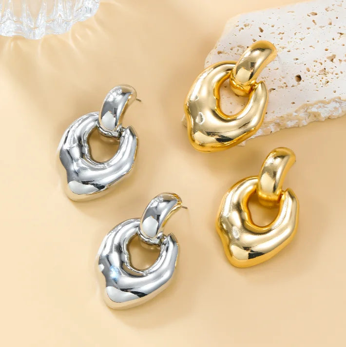 2024 Trendy Gold Vintage Punk Geometric Stud Earrings for Women Fashion Statement Jewelry in Zinc Alloy for Weddings Engagements