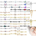 Wholesales butterfly Cz Industrial Earrings Long Barbell 38mm 14g Stainless Steel Industrial Piercing Jewelry Cartilage Conch Ba