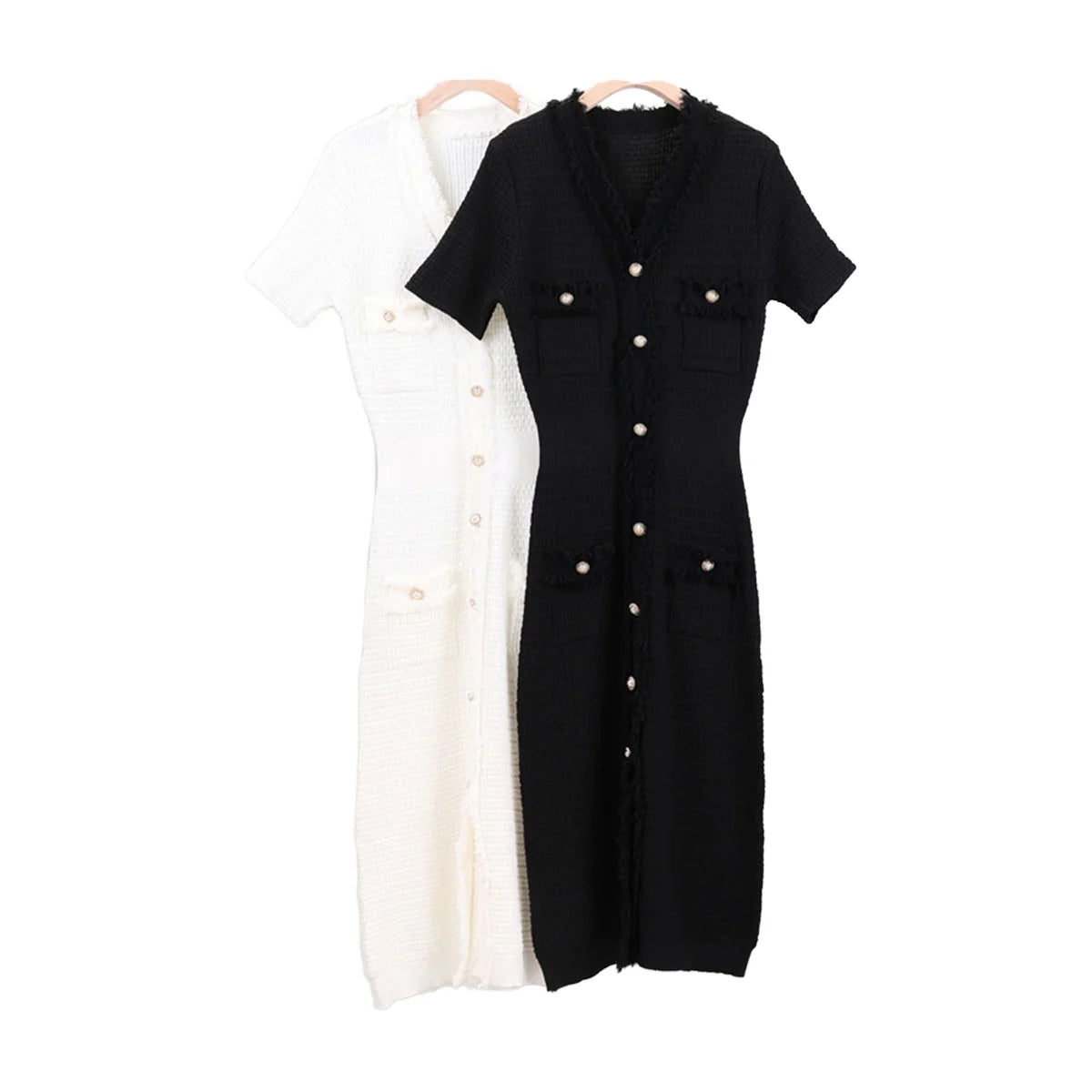 Fashion Women's Maxi V-Neck Sweater Dress Short-Sleeved Bodycon Print Spandex Material Temperament Knitted Casual Style