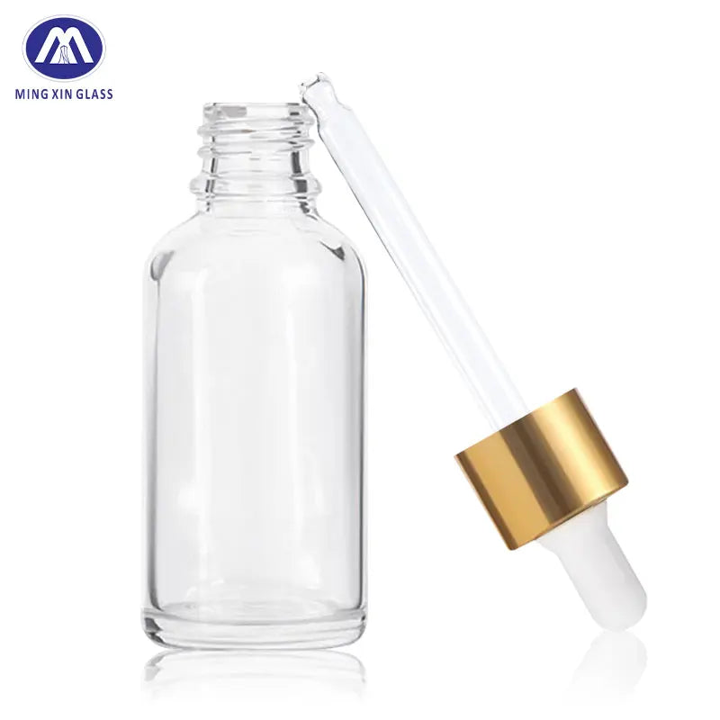 15ml & 30ml Glass Eye Shape Transparent Serum Bottles with Pump Sprayer Essential Oil Bottles with Dropper