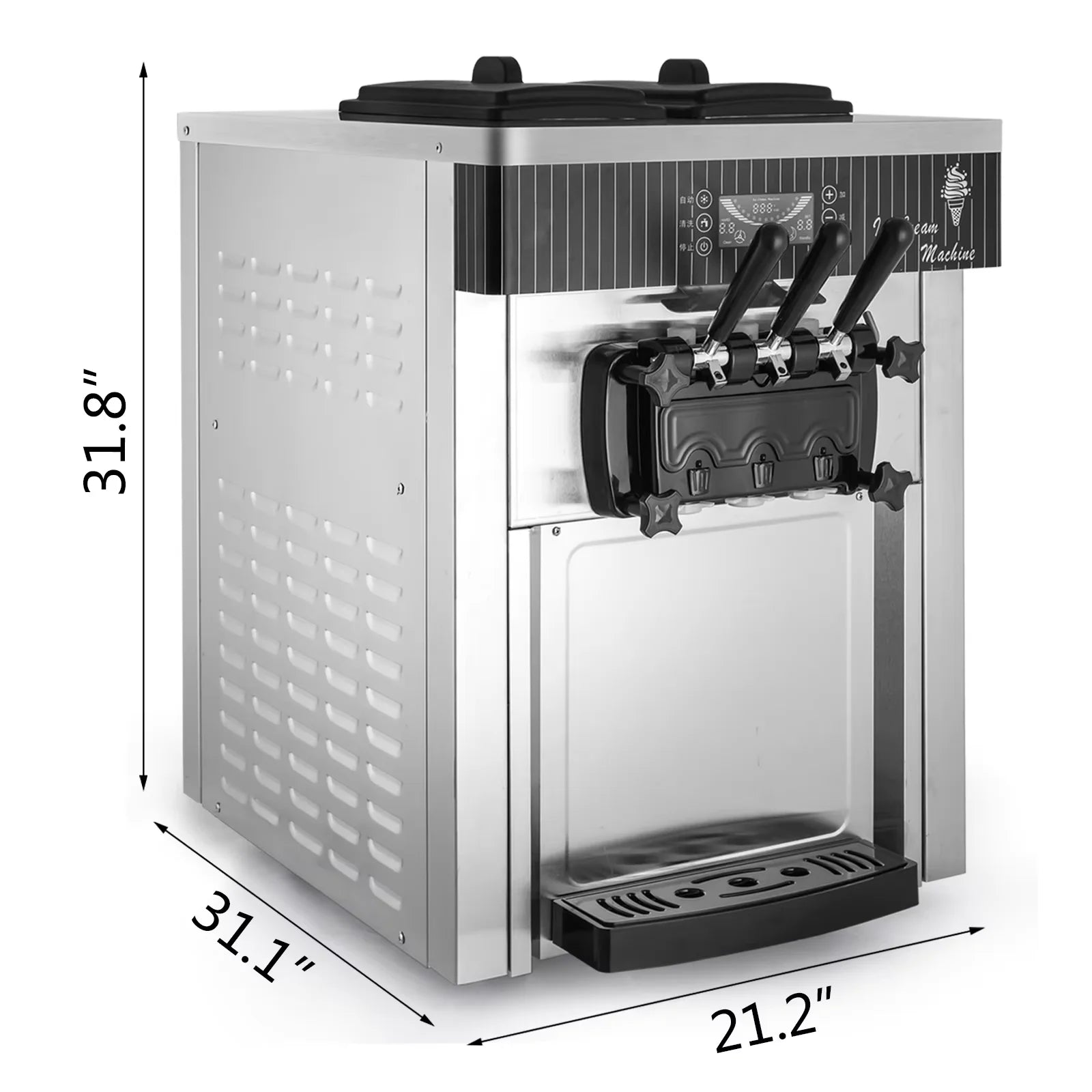 EU Warehouse VEVOR Soft Ice Cream Machine 2200W Commercial Countertop Soft Ice Cream Maker Machine 5.3 to 7.4 Gallons Per Hour