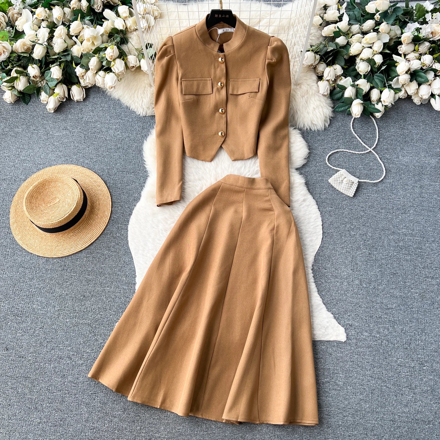 High Quality Autumn Fairycore 2 Piece Set for Women Top and High Waist Slim Skirts Set Clothing Wholesale