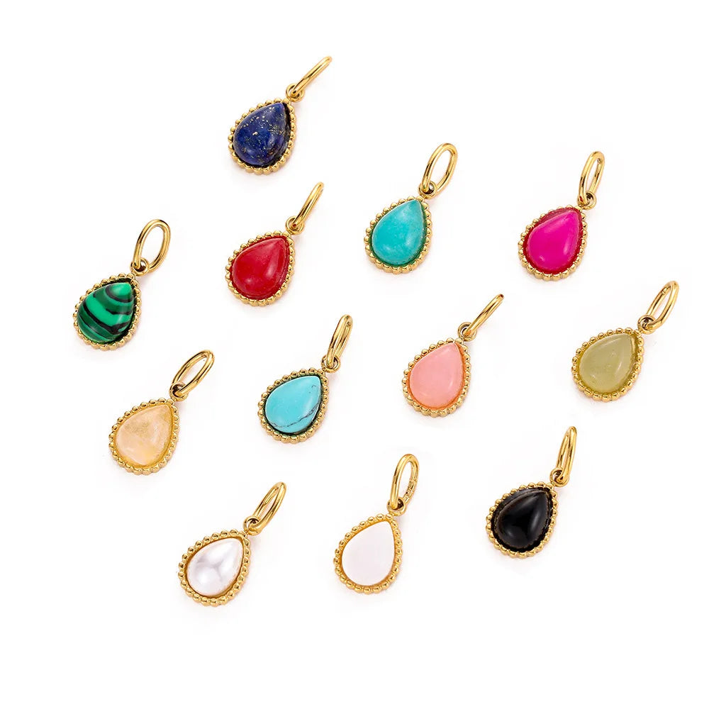 Stainless Steel Gold Plated Bracelet Necklace Drop Birthstone Pendant Charm Jewelry Accessories High Quality Charms Manufacturer