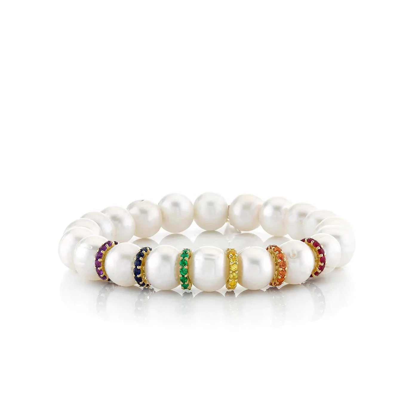 LOZRUNVE 925 Sterling Silver Fine Jewelry Ladies Girls Rainbow Multi Diamond CZ Circle Freshwater Pearl Fashion Bracelet