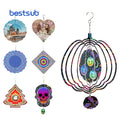BestSub Custom Shape Dye Sublimation Garden Decoration Double Sided Sublimation White Metal Blank Garden Wind Spinner