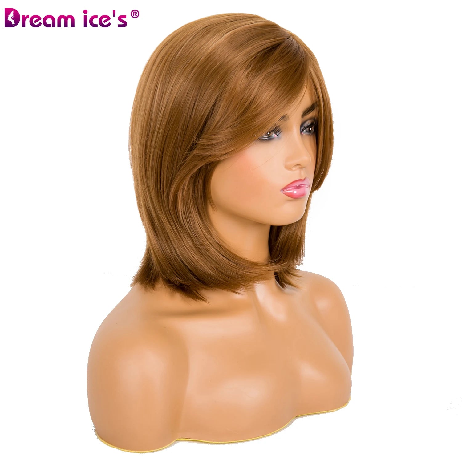 Wholesale 12inch Short Synthetic Bob Hair Wigs Transparent Heat Resistant Mixed Blonde Brown Silky Straight Wavy Shoulder Length