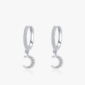 Ailmay Genuine 925 Sterling Silver Moon Drop Earrings Sparkling Clear CZ Elegant Luxury for Women Wedding Engagement Jewelry