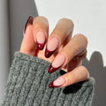Custom Design Fake False Nails Set Supplier Artificial Fingernails Wholesale Fall Winter Almond French Red Press on Finger Nails