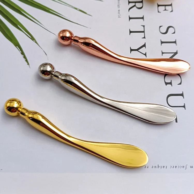 2024 Private Label Gold Metal Face Cream Lotion Scoop Small Makeup Spoon Mini Cosmetic Spatula