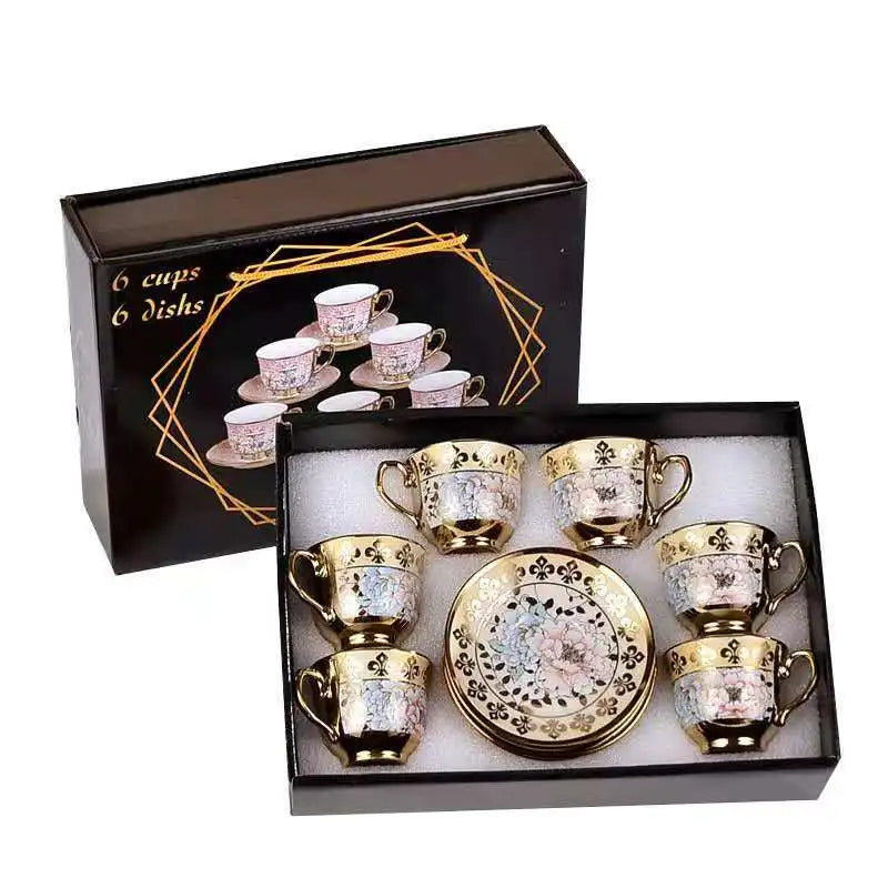 European Style 12pcs Ceramic Coffee Tea Cup Sets Porcelain Teacup and Saucer