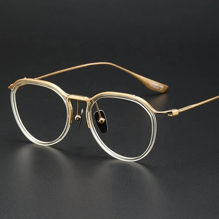 2026 Best Quality Pure Titanium Gold Vintage Unisex Yvan Designer Solid Optical Glasses Frame for Reading Handmade