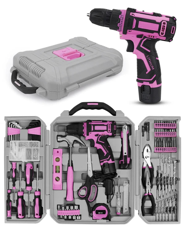 219 Pcs Multi Tool Kit Set Garden Hand Tools Professional Wooden for Women Combination 219 Pieces Pink Power Tool Set Odm Drill