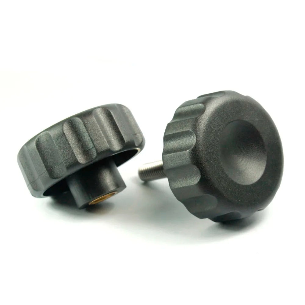 Black Polished Bakelite Self Tapping Knob M6 M8 M10 M12 Thumb Screw with Plastic Mould Insert Nut for Warehouse & Living Room