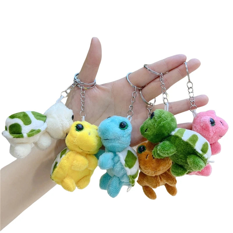 Cute Mini Cartoon Turtle Plush KeyChains Toys Pendant Beach Ocean Sea Turtle Tortoise Small Plush Keychain Stuffed Animal Toys