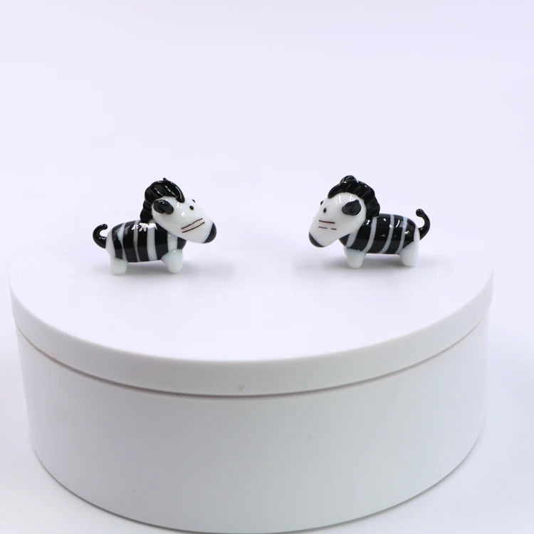 Small Miniature Animal Murano Lampwork Glass Zebra Design Figurine