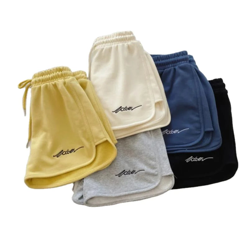 RNSHANGER Women's Shorts Summer Solid Color Hot Pants Casual Loose Sports Pants Elastic Waist Girls Cycling Shorts