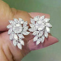 CAOSHI OEM Contracted Style Leaf and Flower Design 3A Zircon Earrings for Wedding Trendy Party Silver Plated Stud Earrings Women