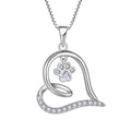LULUFOCUS Fine Jewelry 925 Sterling Silver Cute Rhinestone Dog Paw Heart Pendant Necklace Women'S Gift