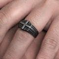 Fashion Jewelry Classic Cross Signet Rings Men Rose Gold Plated Stainless Steel Hip Hop Wedding Bands