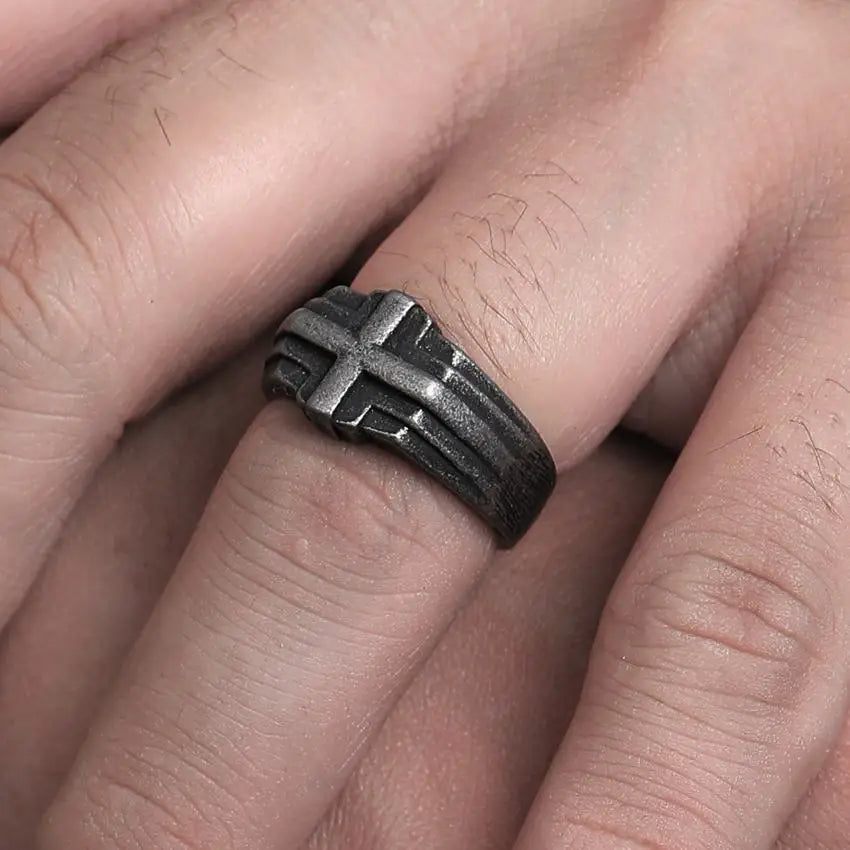 Fashion Jewelry Classic Cross Signet Rings Men Rose Gold Plated Stainless Steel Hip Hop Wedding Bands